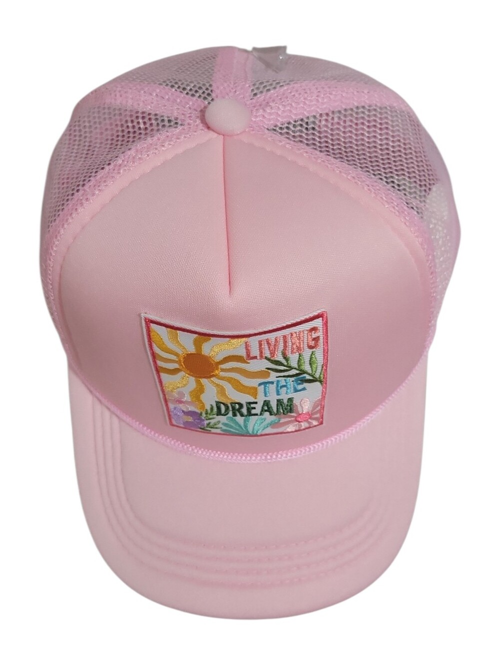 Living The Dream Embroidered Patch Pink Foam Adjustable Trucker Hat New One Size - Picture 6 of 8
